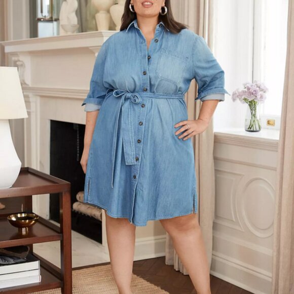 Lane Bryant Tie-Waist Denim Shirt Dress - Picture 7 of 10
